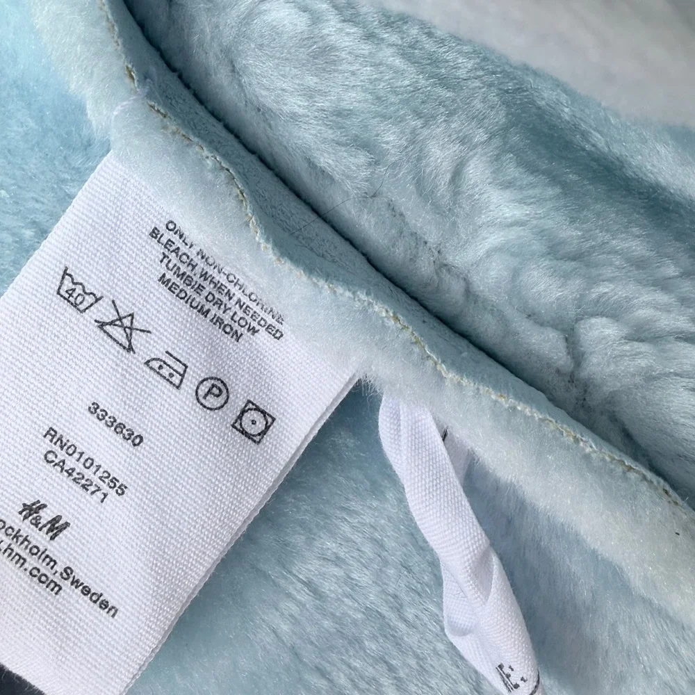 H&M Kids Light Blue Faux Shearling Fur Lined Coat Jacket 1.5-2Y